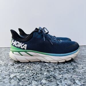 Hoka Men's Navy/Green One One Clifton 7 Moonlit Ocean Running Sneaker Size 12